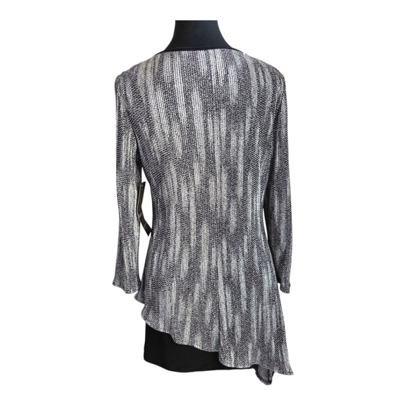 Frank Lyman Design Black and Silver  Asymmetrical Tunic Size 8 - Picture 3 of 5